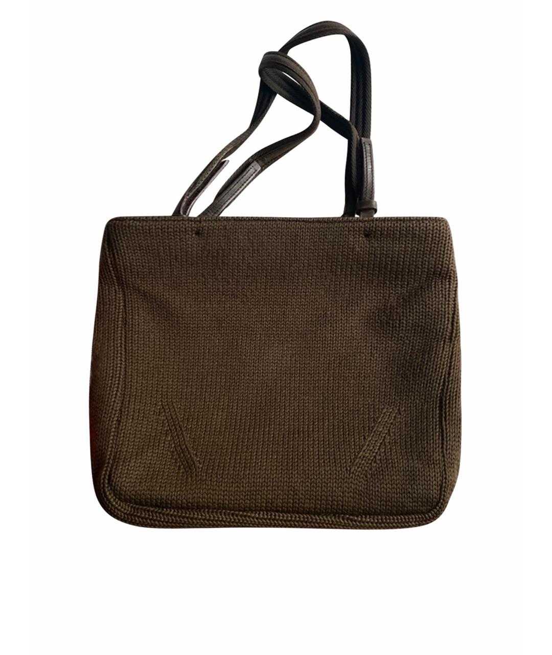 PRADA Коричневая шерстяная сумка тоут, фото 1