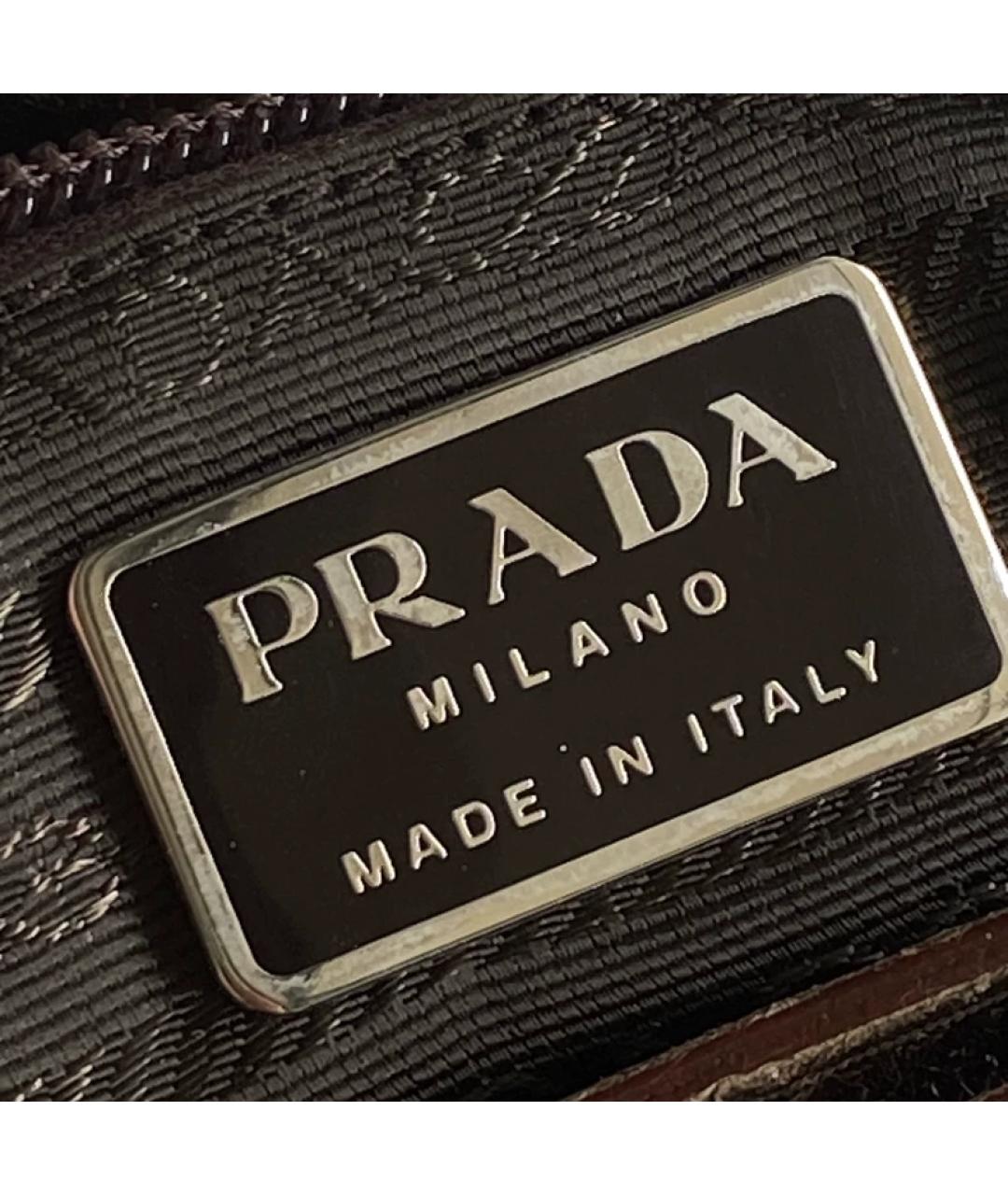 PRADA Коричневая шерстяная сумка тоут, фото 4