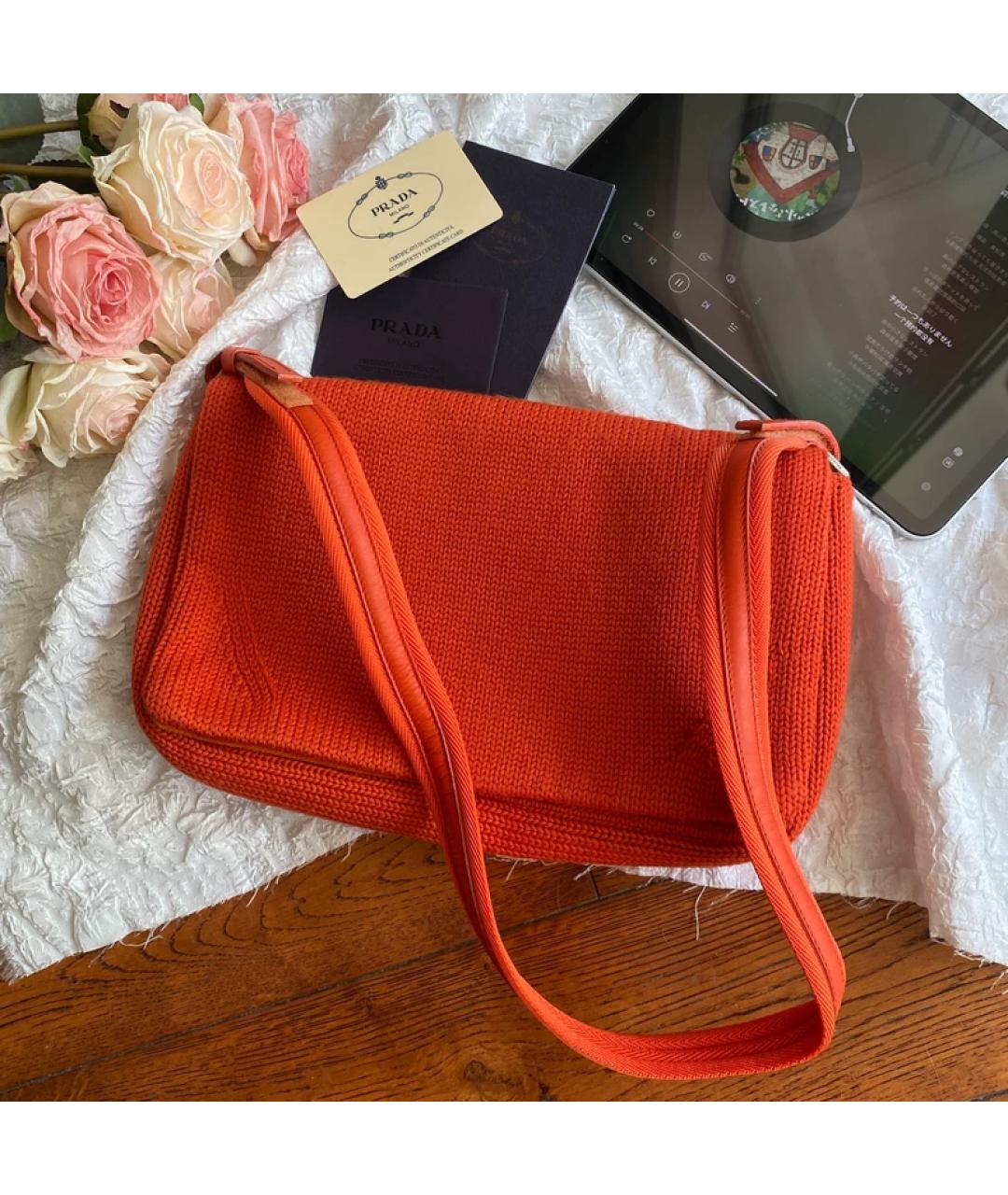 PRADA Оранжевая шерстяная сумка через плечо, фото 9