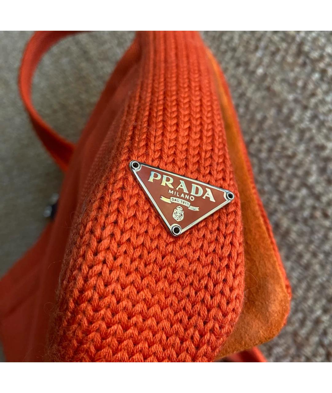 PRADA Оранжевая шерстяная сумка через плечо, фото 4