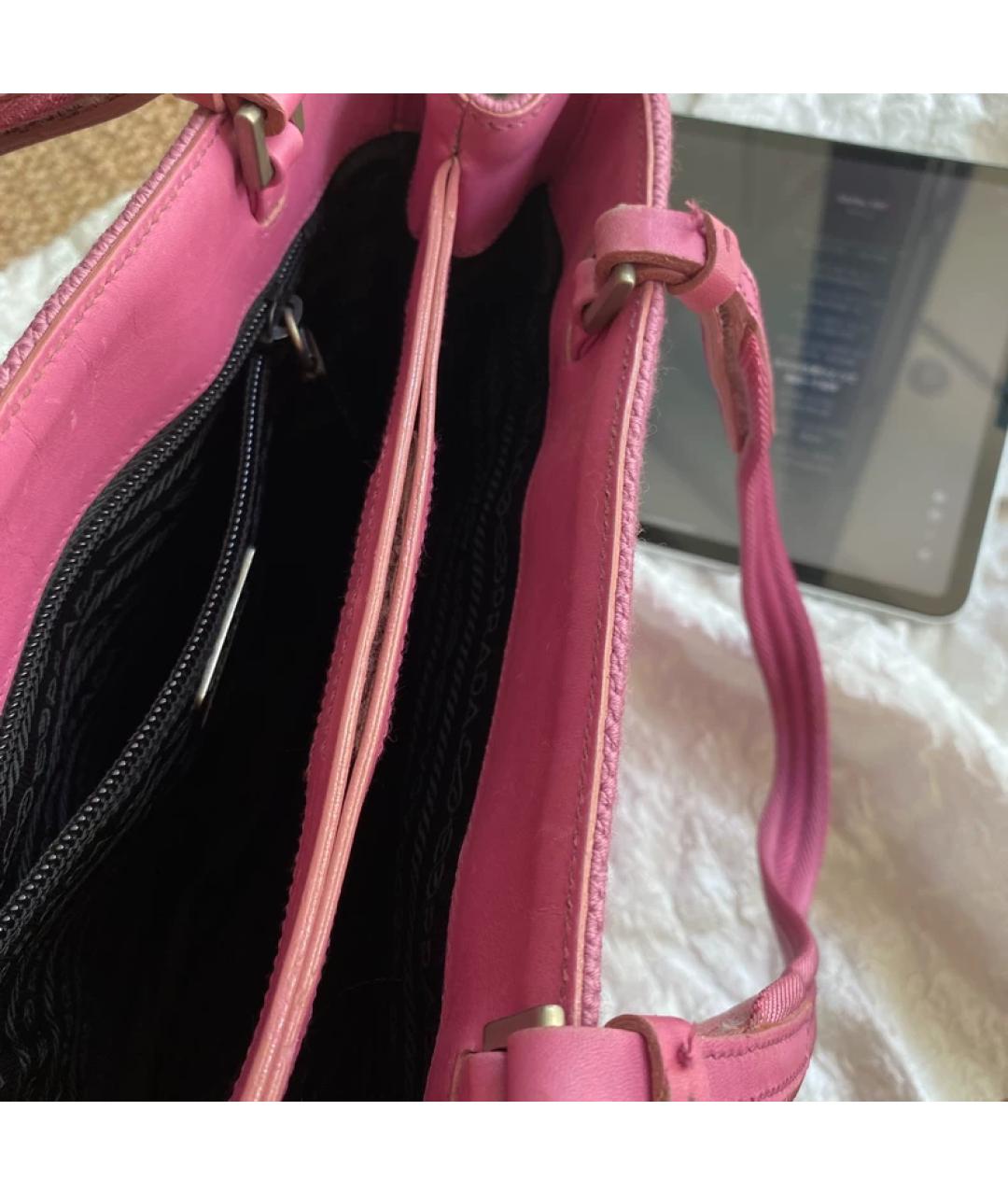 PRADA Розовая шерстяная сумка тоут, фото 3