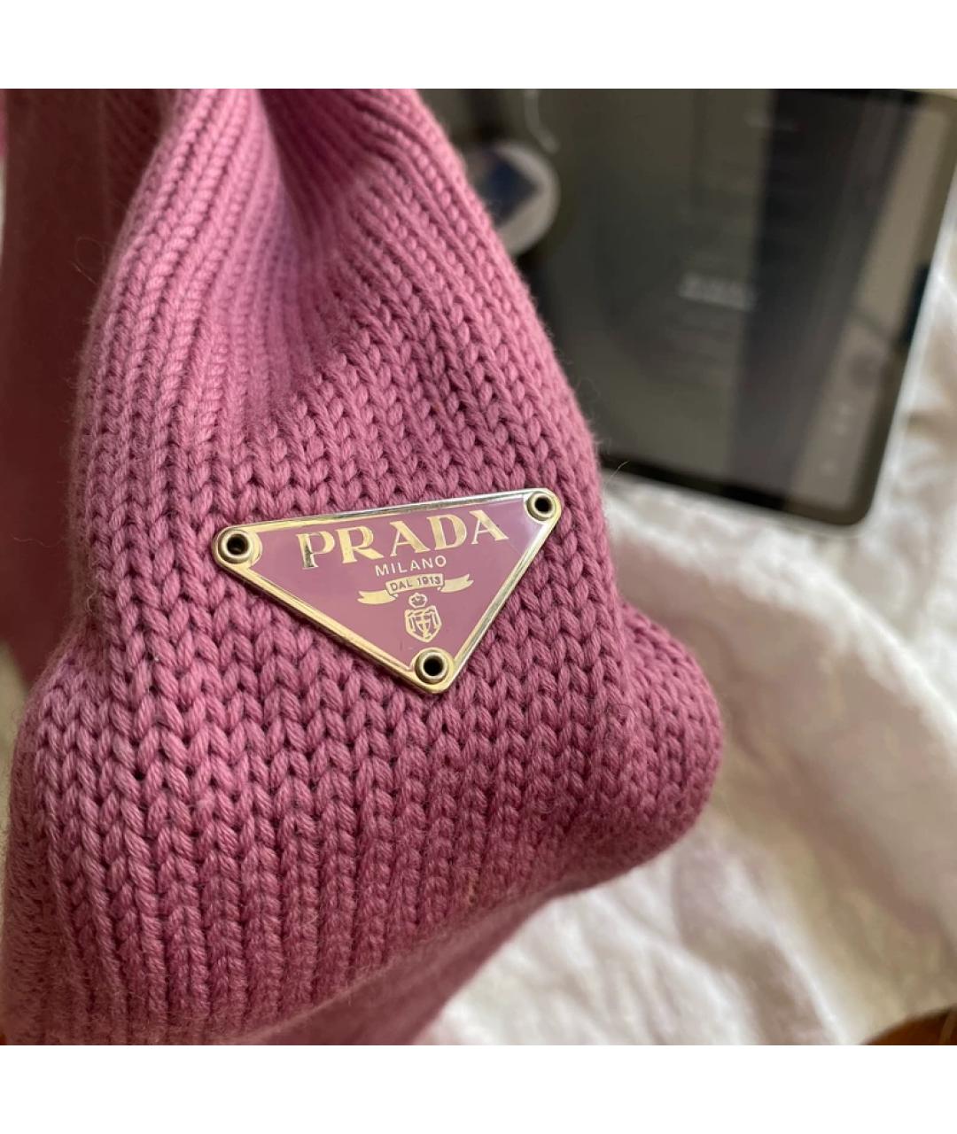 PRADA Розовая шерстяная сумка тоут, фото 2