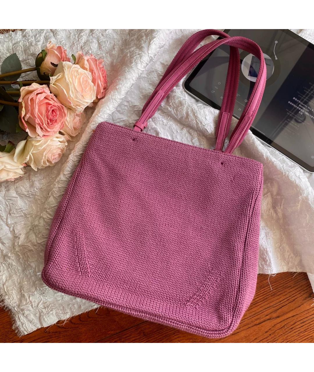 PRADA Розовая шерстяная сумка тоут, фото 7