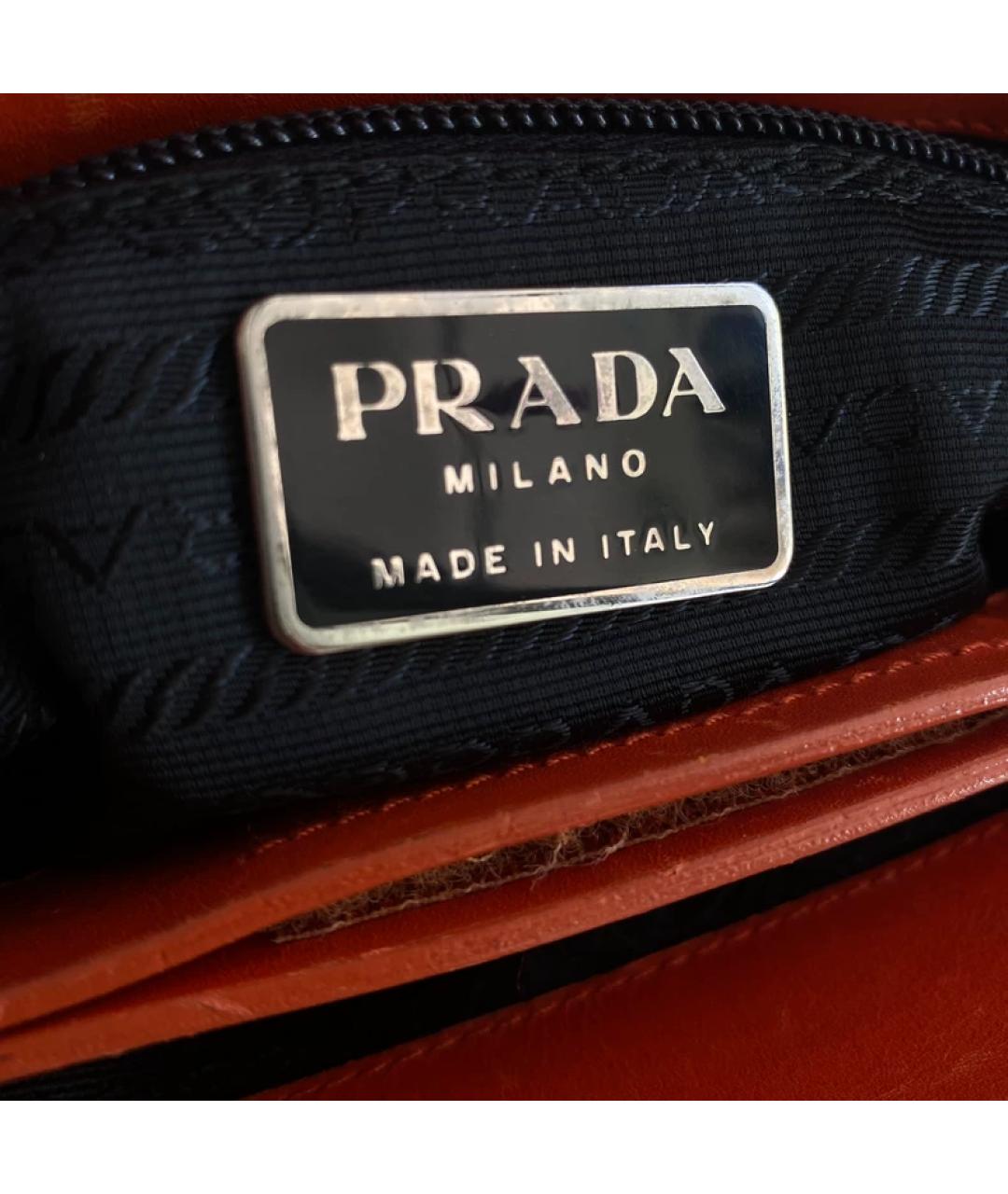 PRADA Оранжевая шерстяная сумка тоут, фото 5