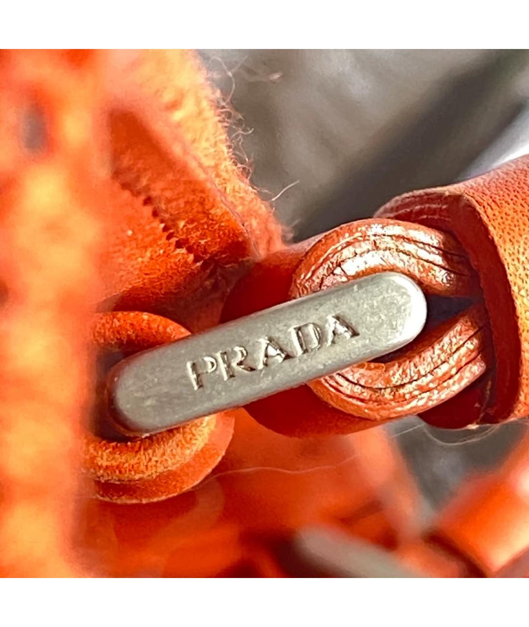 PRADA Оранжевая шерстяная сумка тоут, фото 4