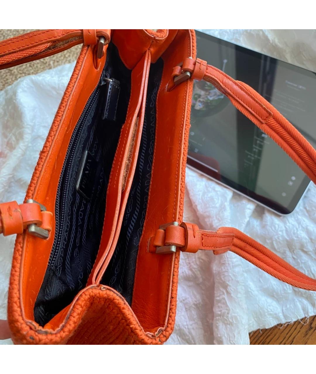 PRADA Оранжевая шерстяная сумка тоут, фото 3