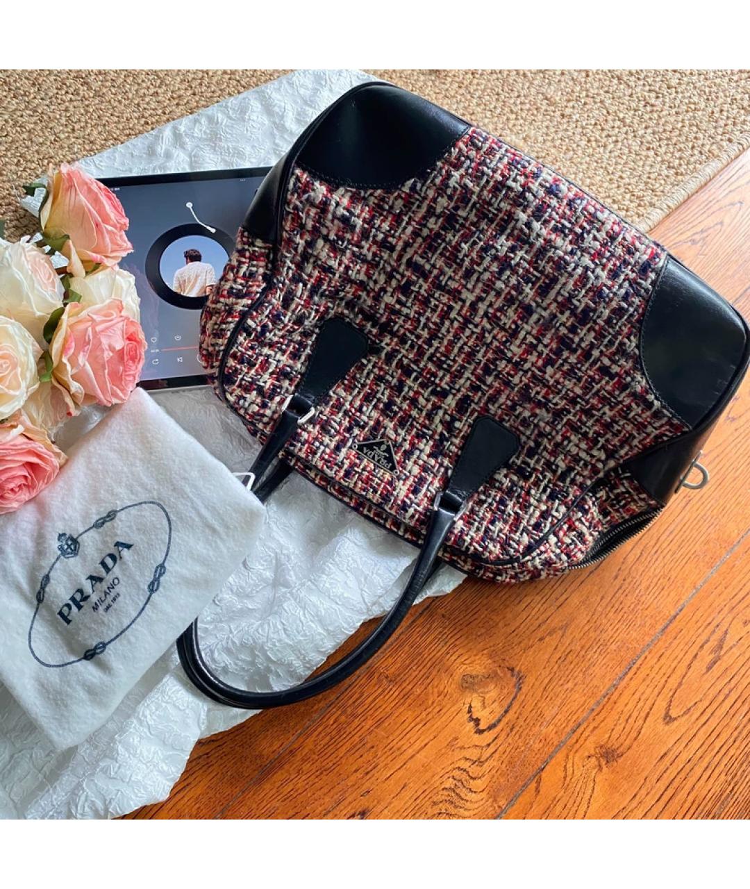 PRADA Бордовая шерстяная сумка с короткими ручками, фото 6