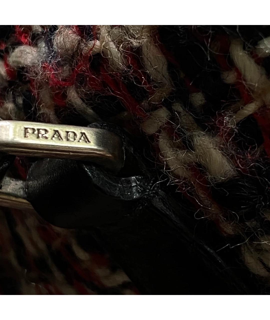 PRADA Бордовая шерстяная сумка с короткими ручками, фото 3