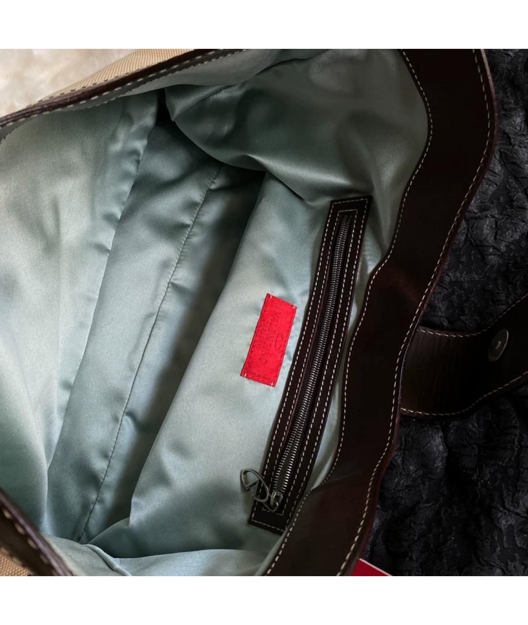 VALENTINO Бежевая тканевая сумка с короткими ручками, фото 6