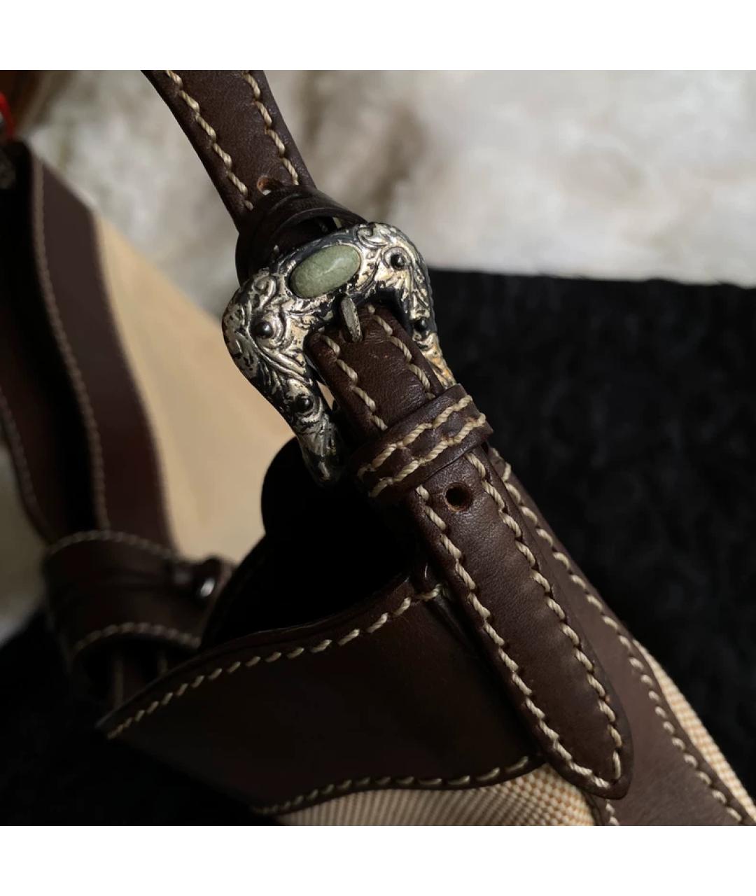 VALENTINO Бежевая тканевая сумка с короткими ручками, фото 3