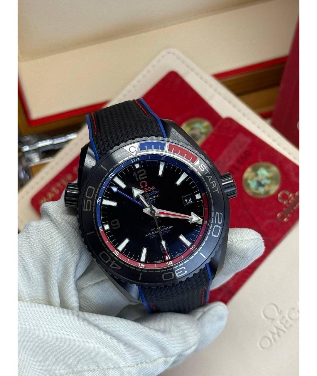 OMEGA Черные керамические часы, фото 7