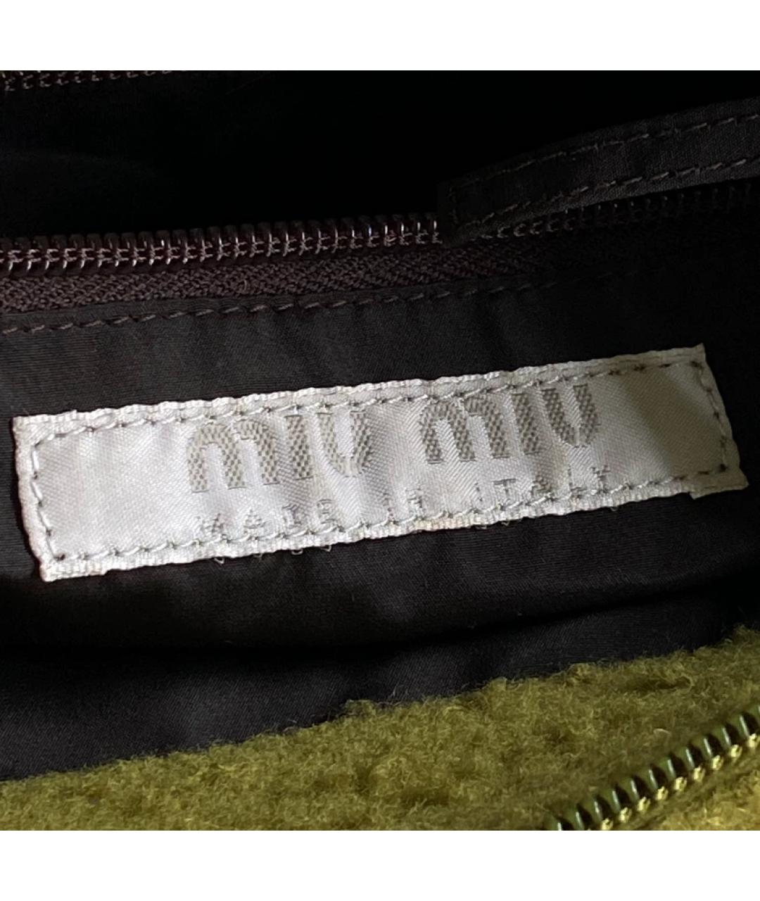 MIU MIU Зеленая шерстяная сумка с короткими ручками, фото 4