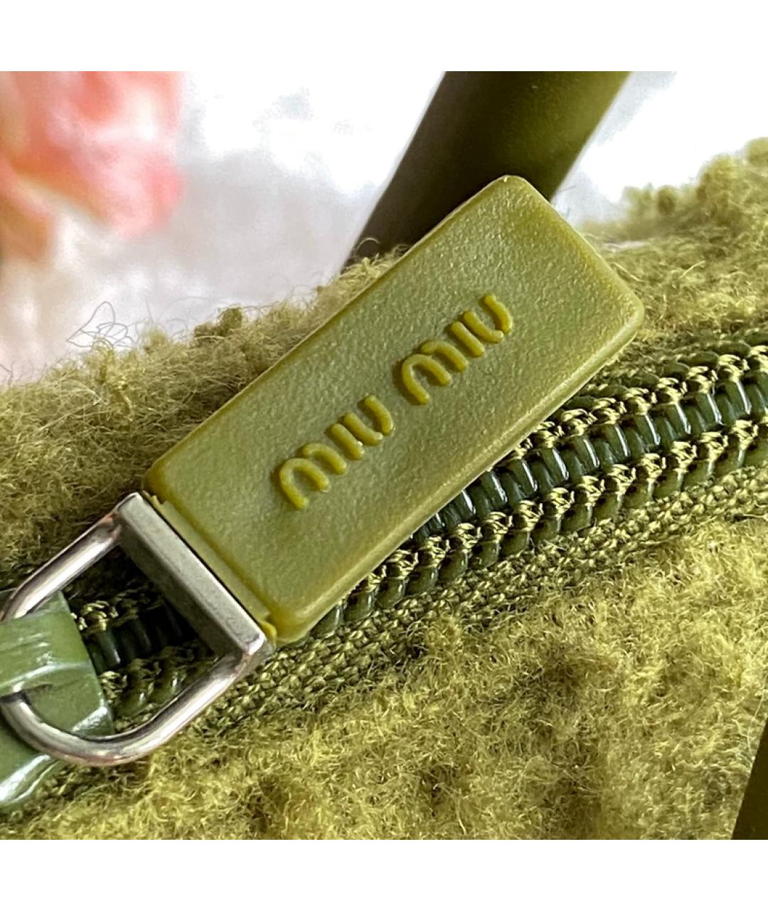 MIU MIU Зеленая шерстяная сумка с короткими ручками, фото 3