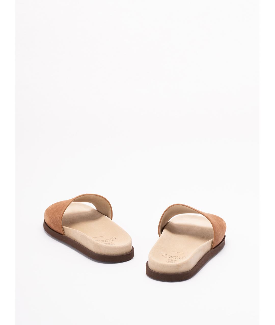 BRUNELLO CUCINELLI Коричневые кожаные шлепанцы, фото 3