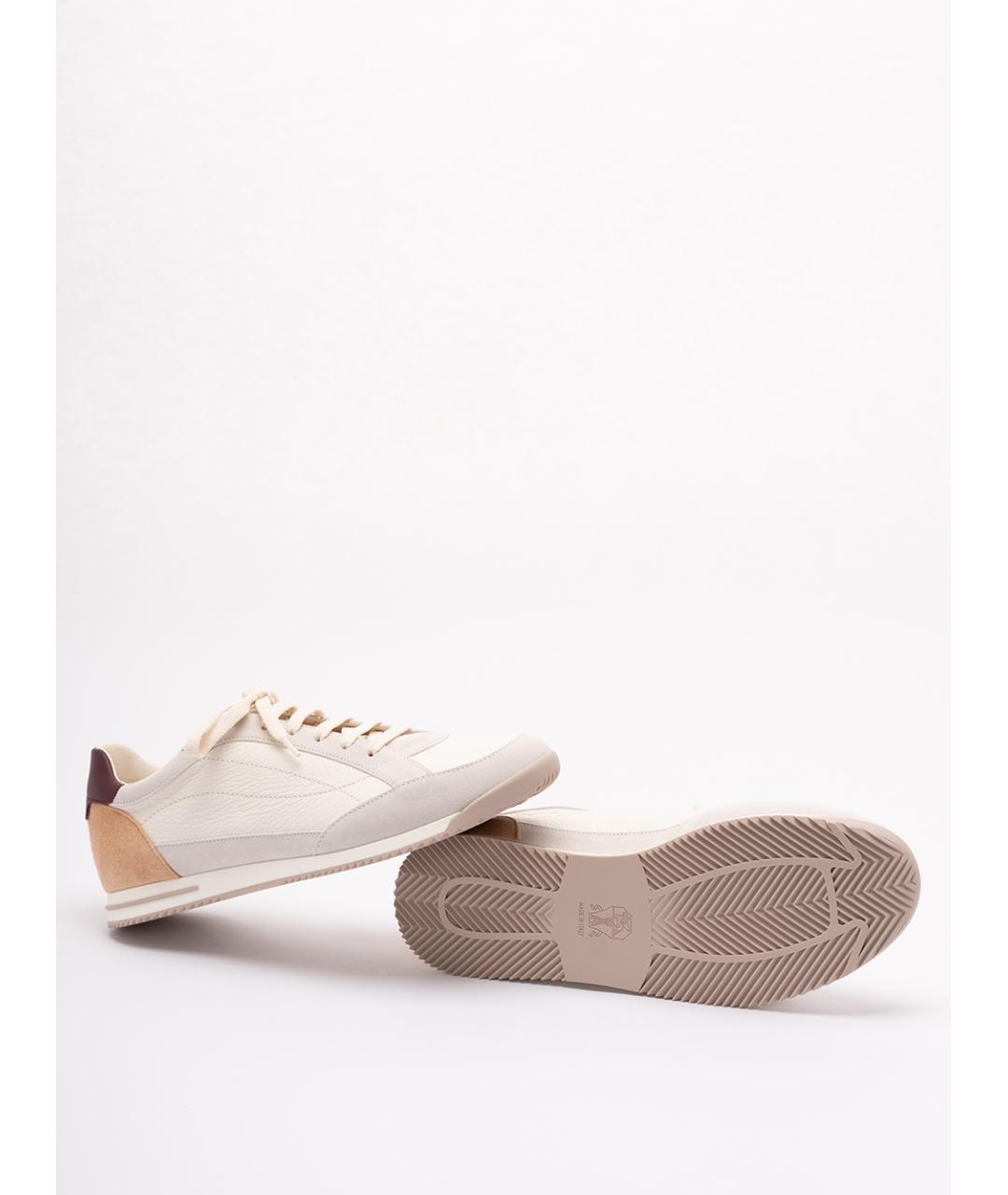 BRUNELLO CUCINELLI Бежевые кожаные низкие кроссовки / кеды, фото 4