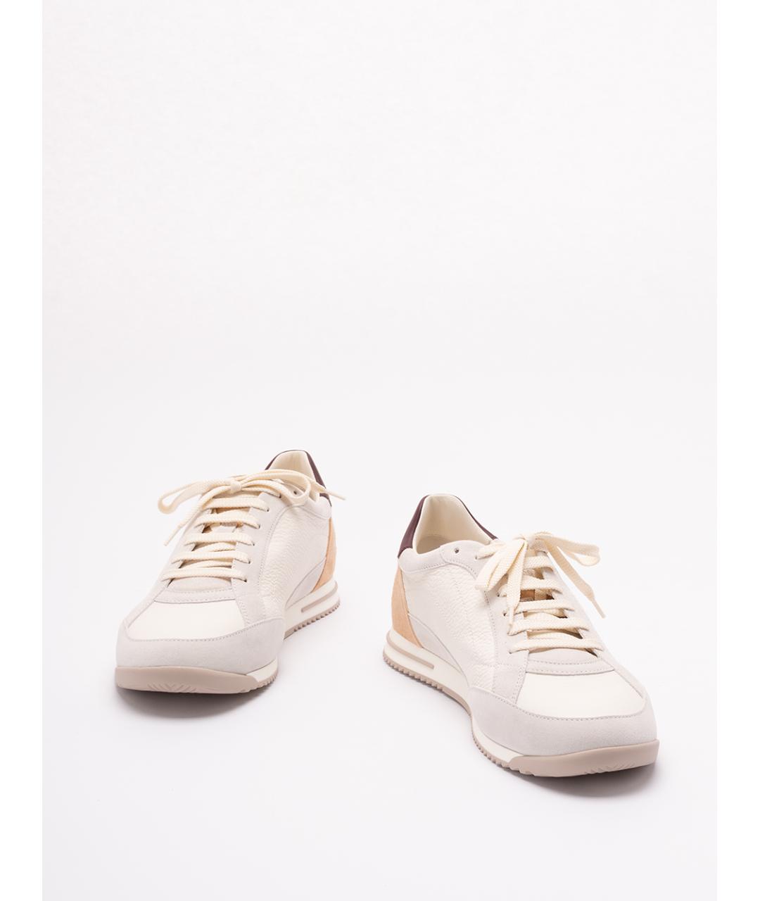 BRUNELLO CUCINELLI Бежевые кожаные низкие кроссовки / кеды, фото 2