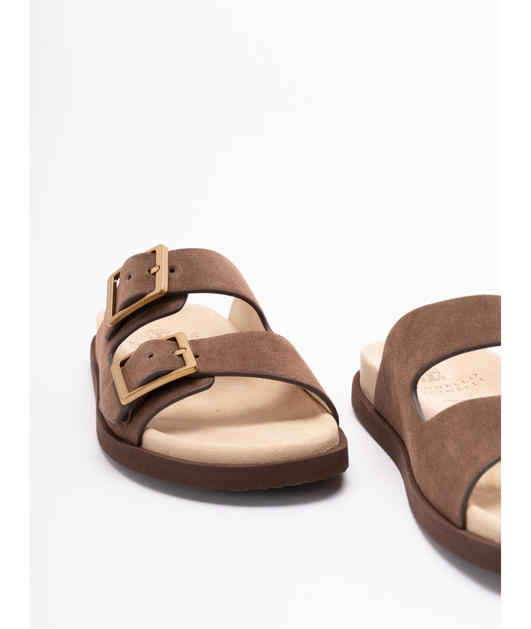 BRUNELLO CUCINELLI Коричневые кожаные сандалии, фото 5