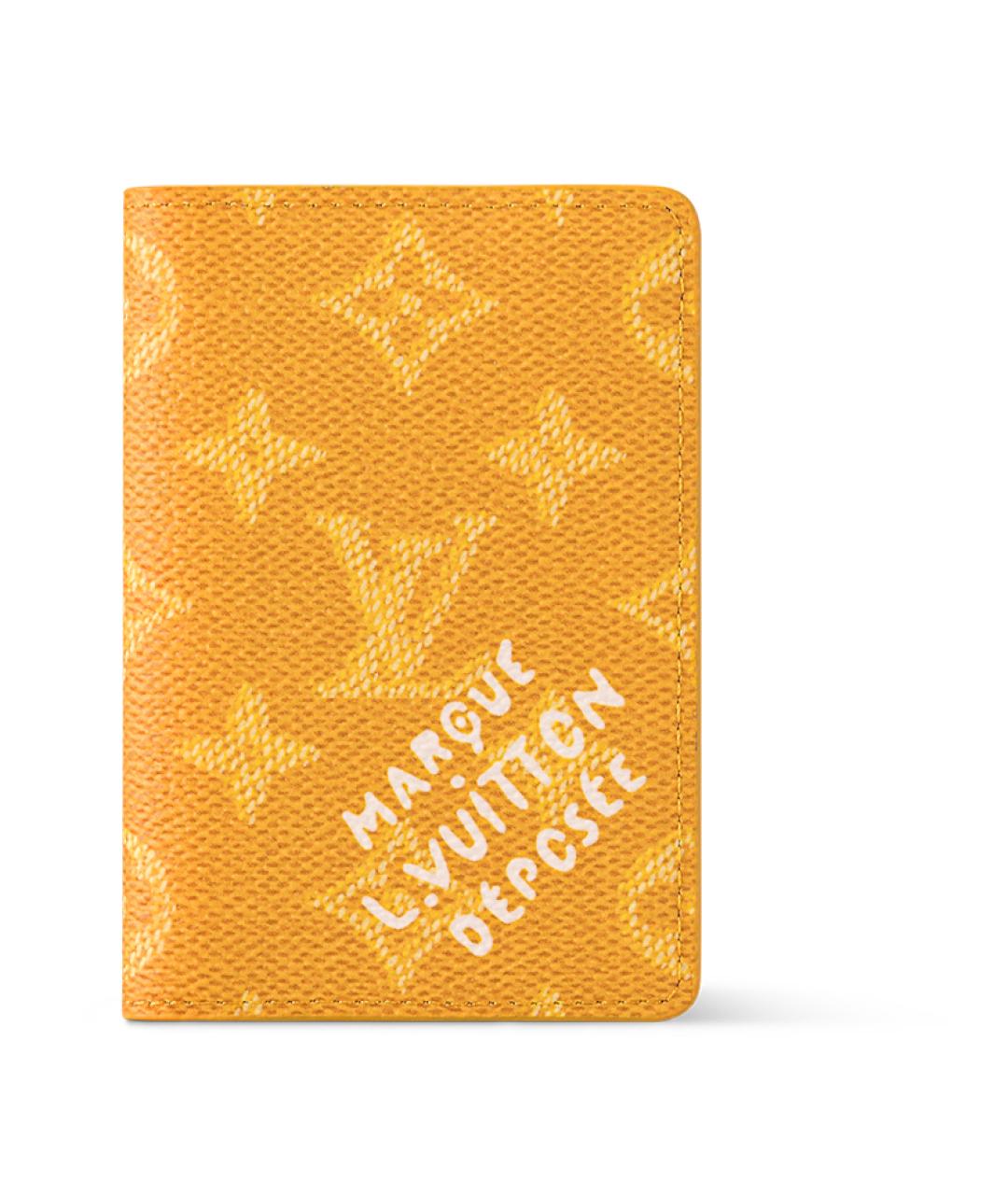 LOUIS VUITTON Желтый кожаный кардхолдер, фото 1