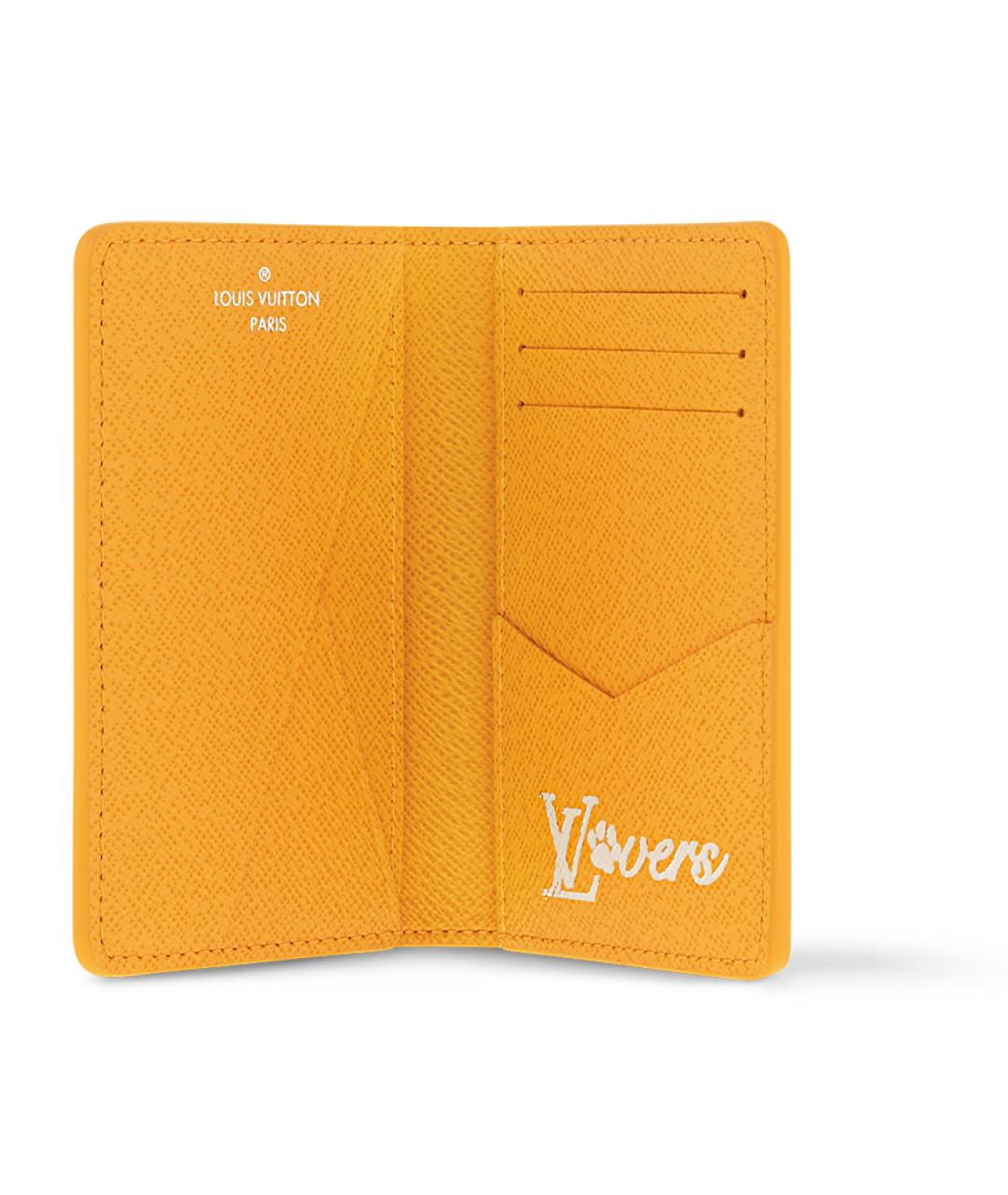 LOUIS VUITTON Желтый кожаный кардхолдер, фото 4