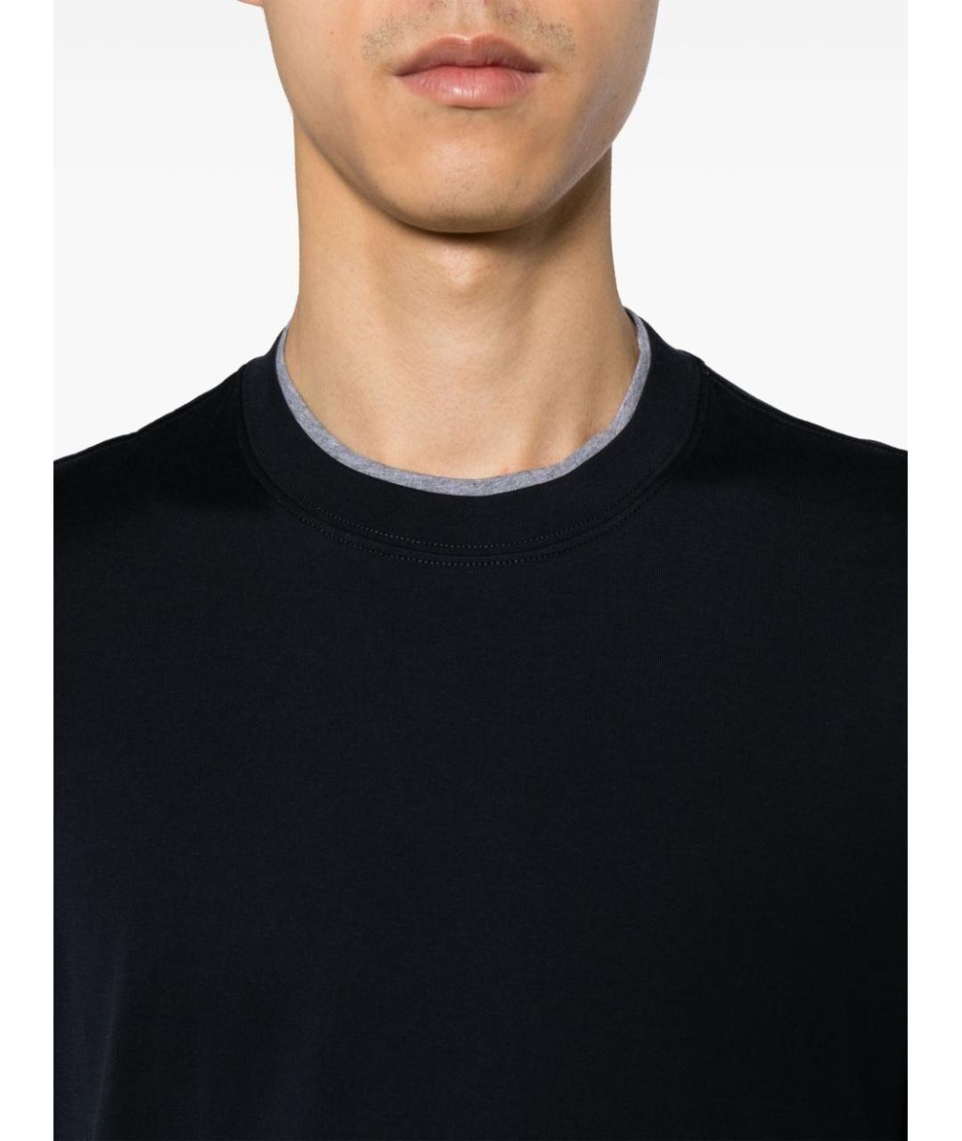 BRUNELLO CUCINELLI Темно-синяя хлопковая футболка, фото 5