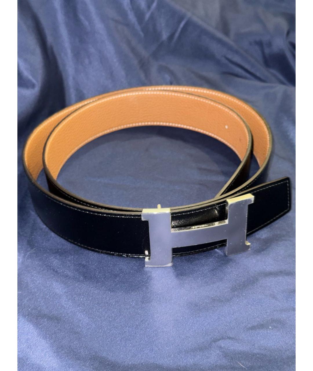 HERMES Черный кожаный ремень, фото 2