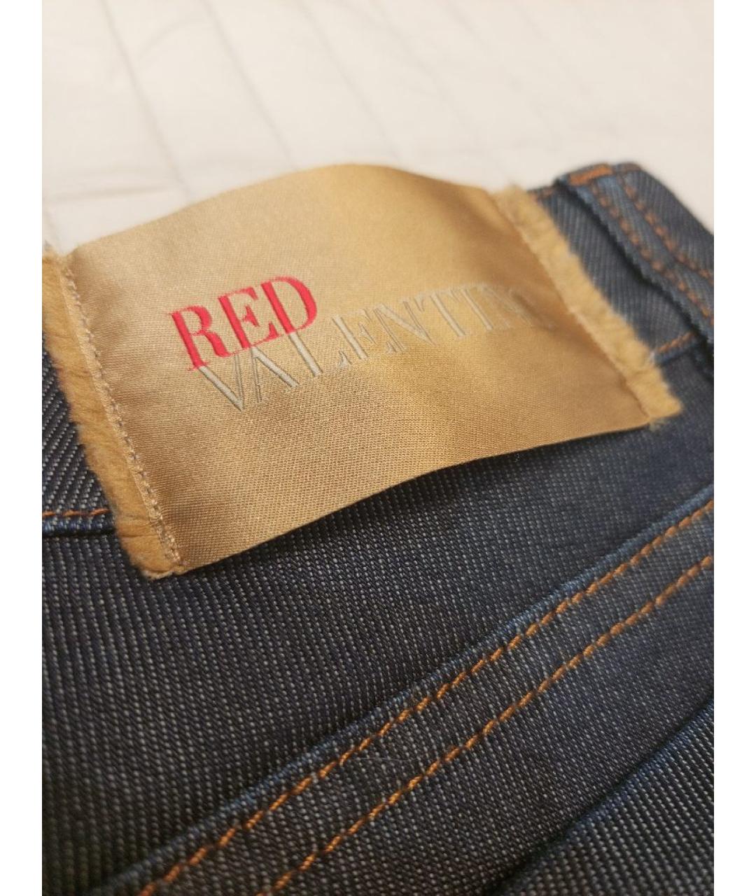 RED VALENTINO Темно-синие хлопко-эластановые прямые джинсы, фото 5