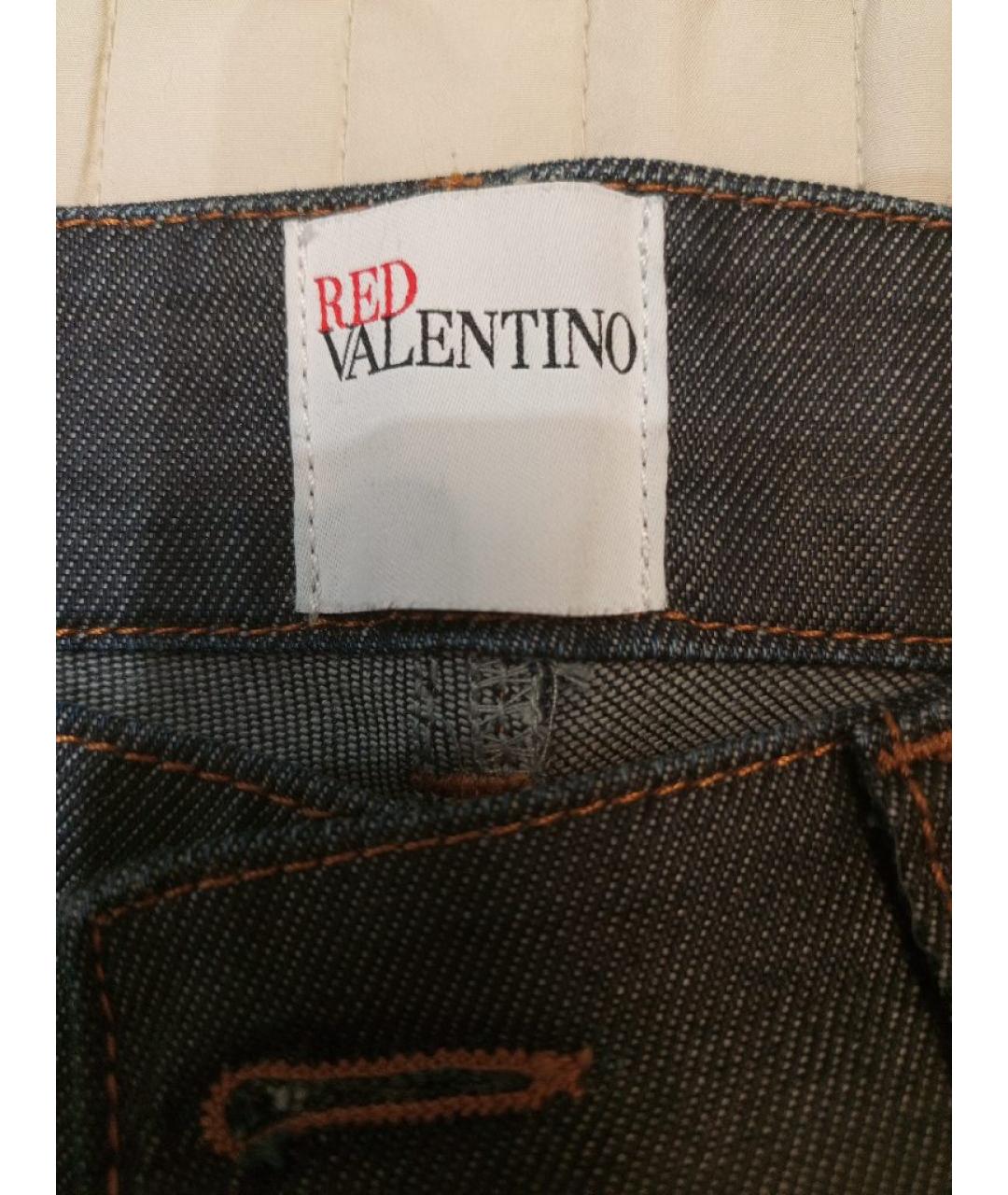 RED VALENTINO Темно-синие хлопко-эластановые прямые джинсы, фото 3