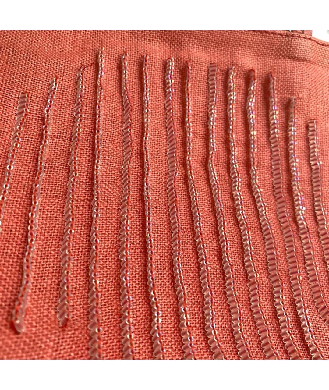 BOTTEGA VENETA Коралловая льняная сумка тоут, фото 2
