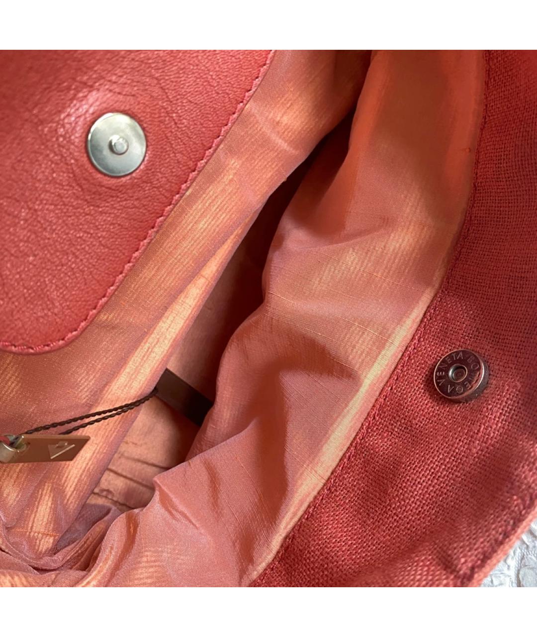 BOTTEGA VENETA Коралловая льняная сумка тоут, фото 3