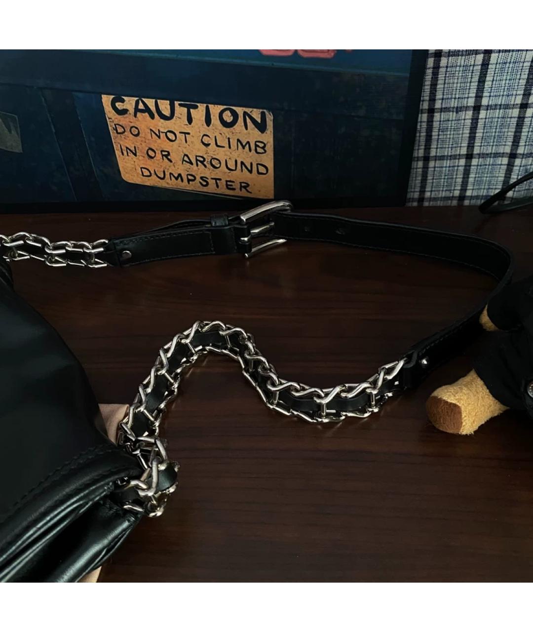 MIU MIU Черная кожаная сумка через плечо, фото 3