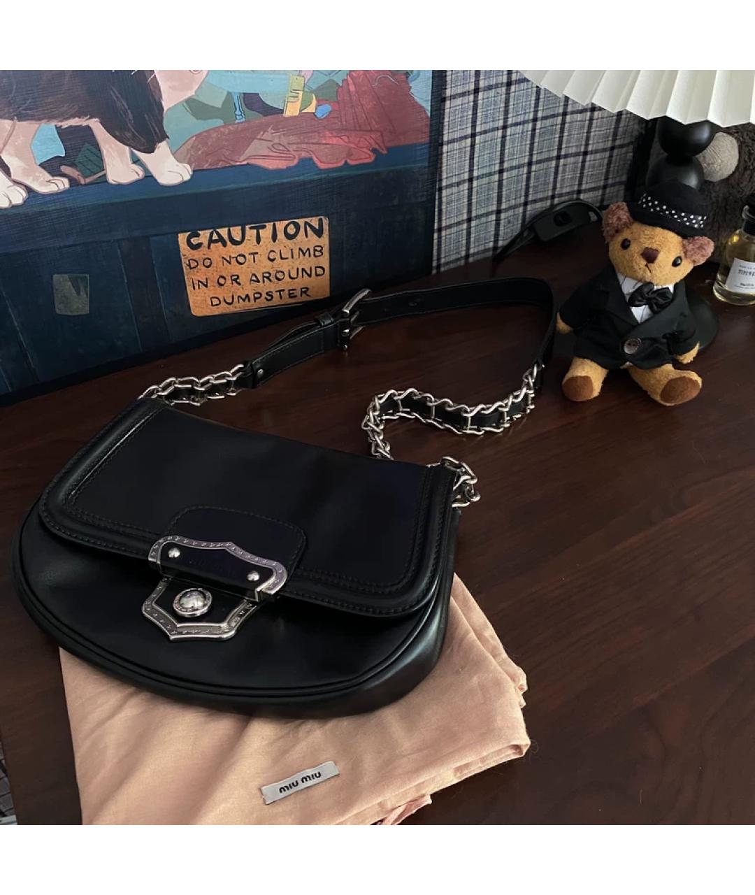 MIU MIU Черная кожаная сумка через плечо, фото 9