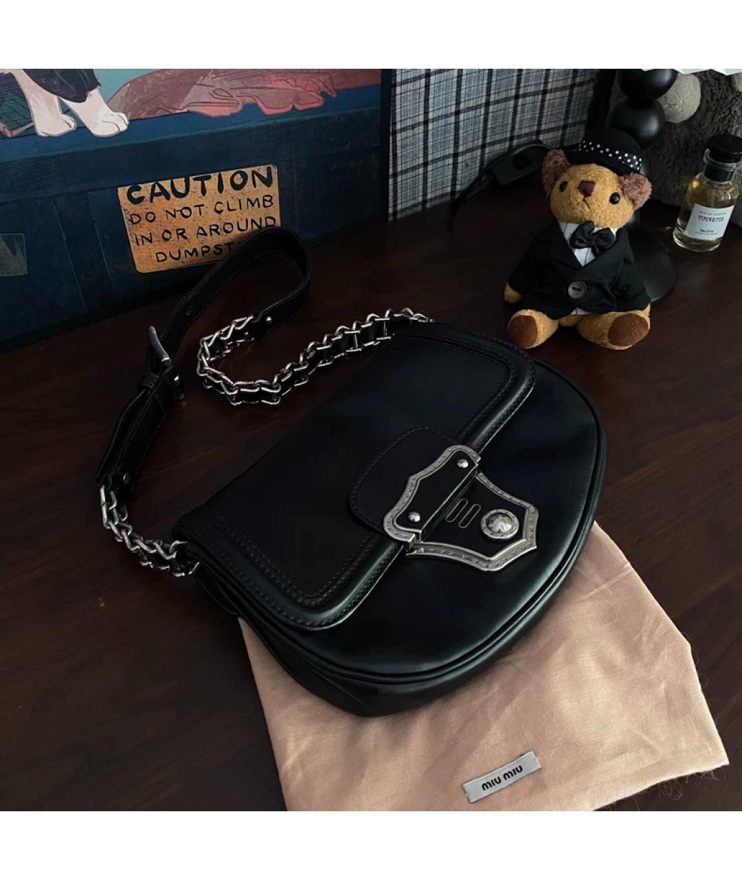MIU MIU Черная кожаная сумка через плечо, фото 10