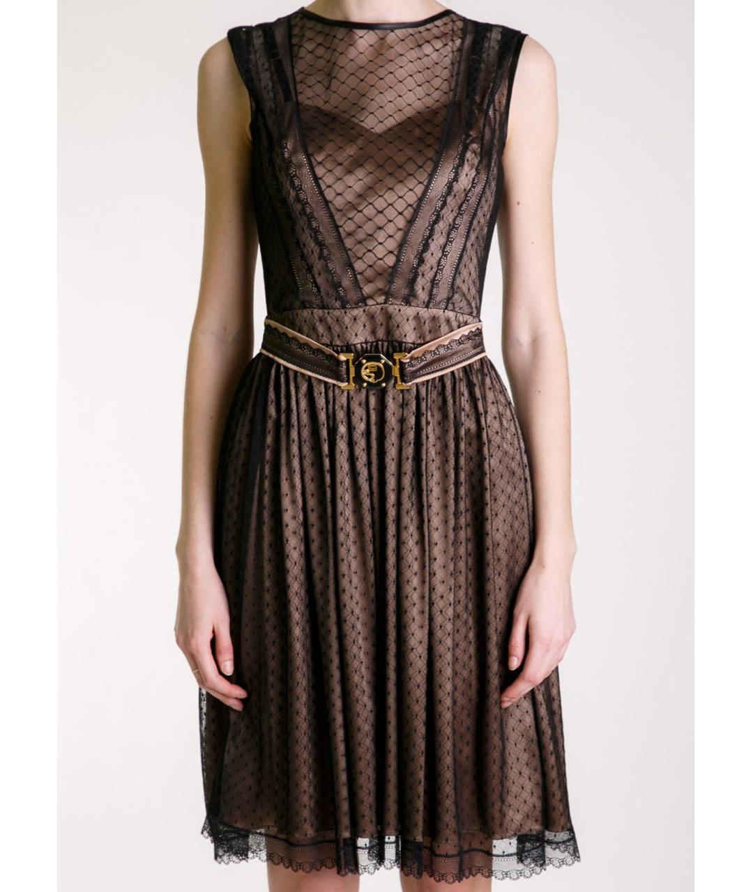 CAVALLI CLASS Бежевое шелковое вечернее платье, фото 4