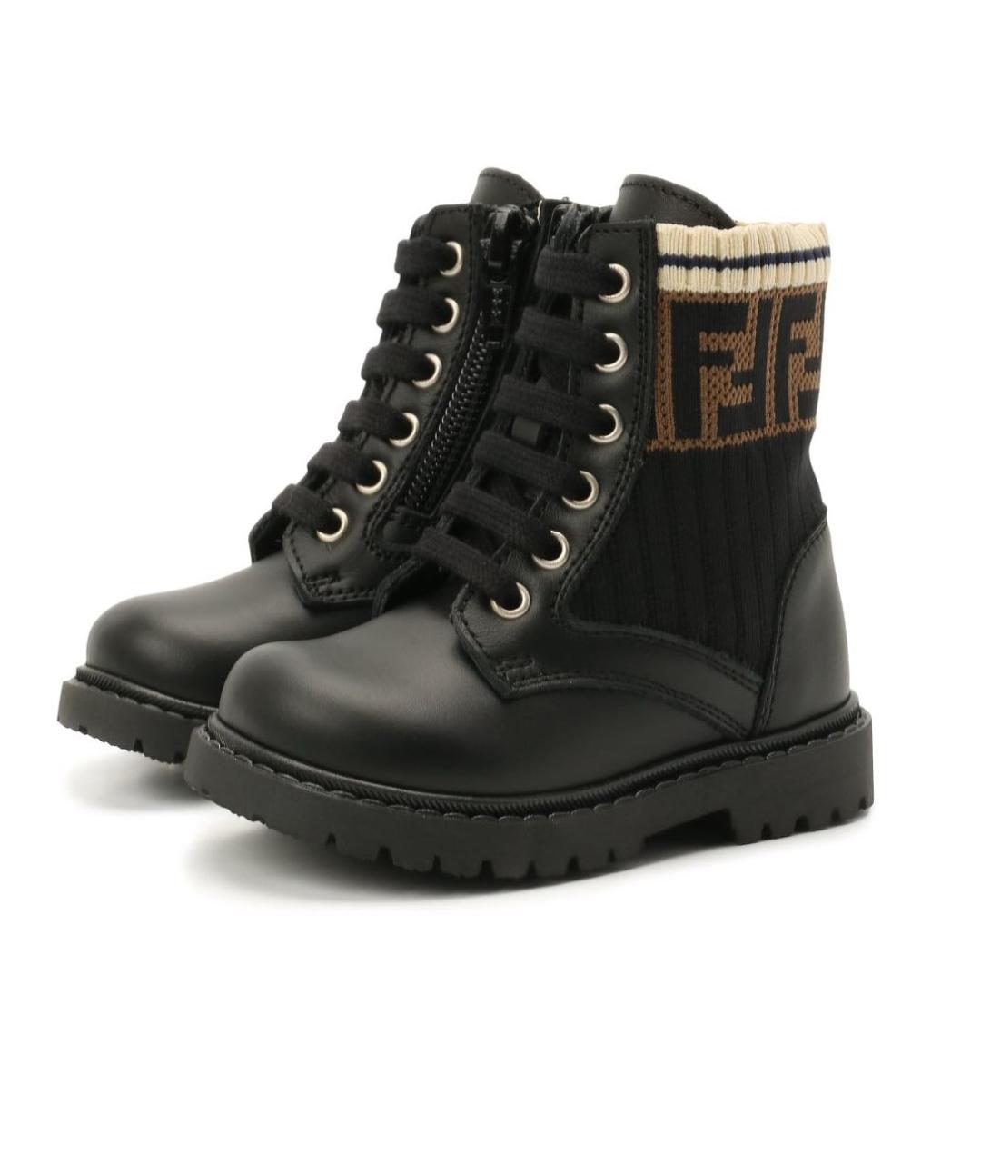 FENDI Черные кожаные ботинки, фото 3