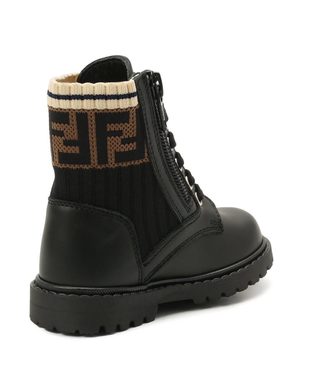 FENDI Черные кожаные ботинки, фото 4