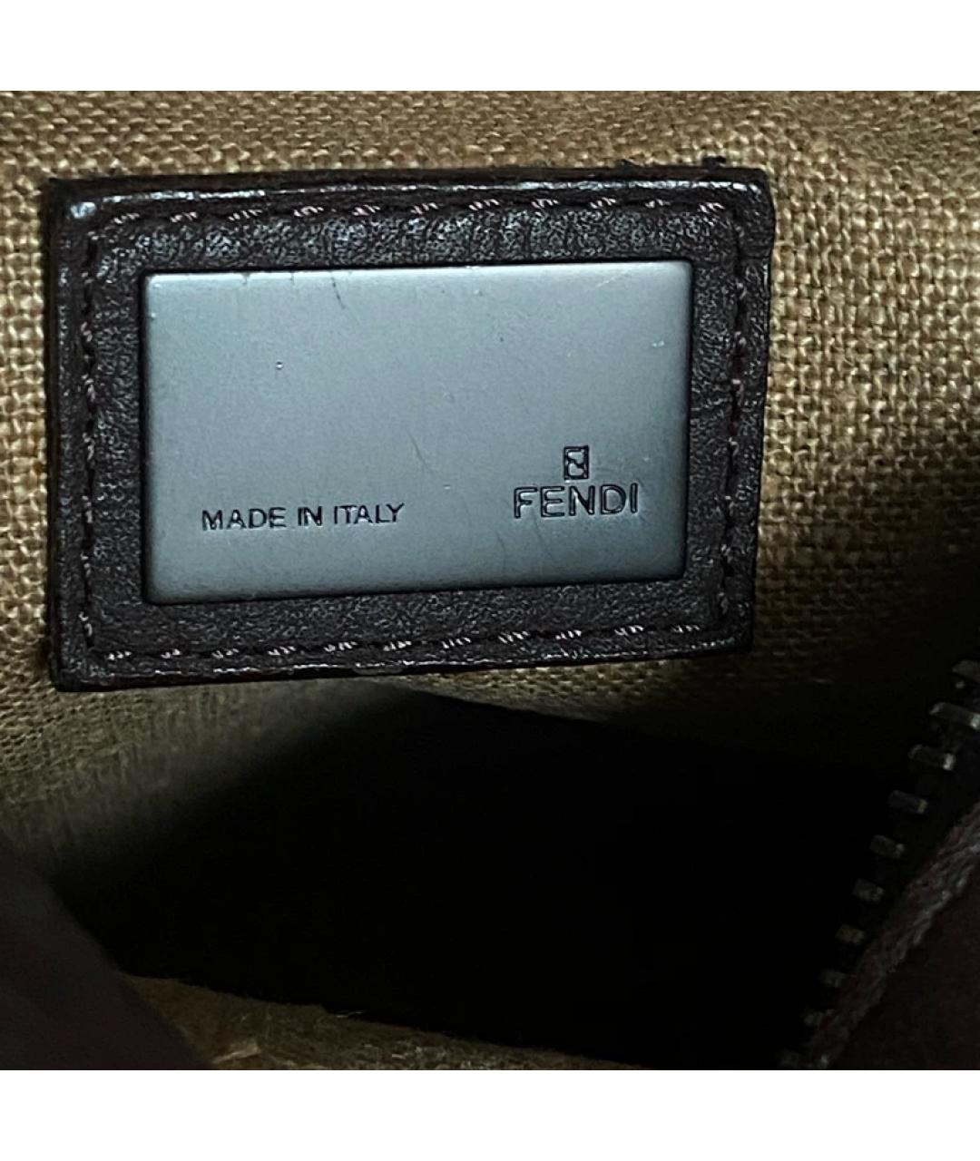 FENDI Коричневая замшевая сумка с короткими ручками, фото 7