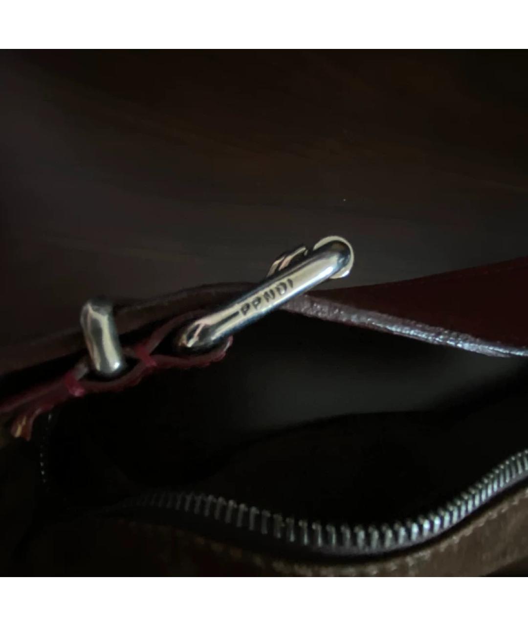 FENDI Коричневая замшевая сумка с короткими ручками, фото 6