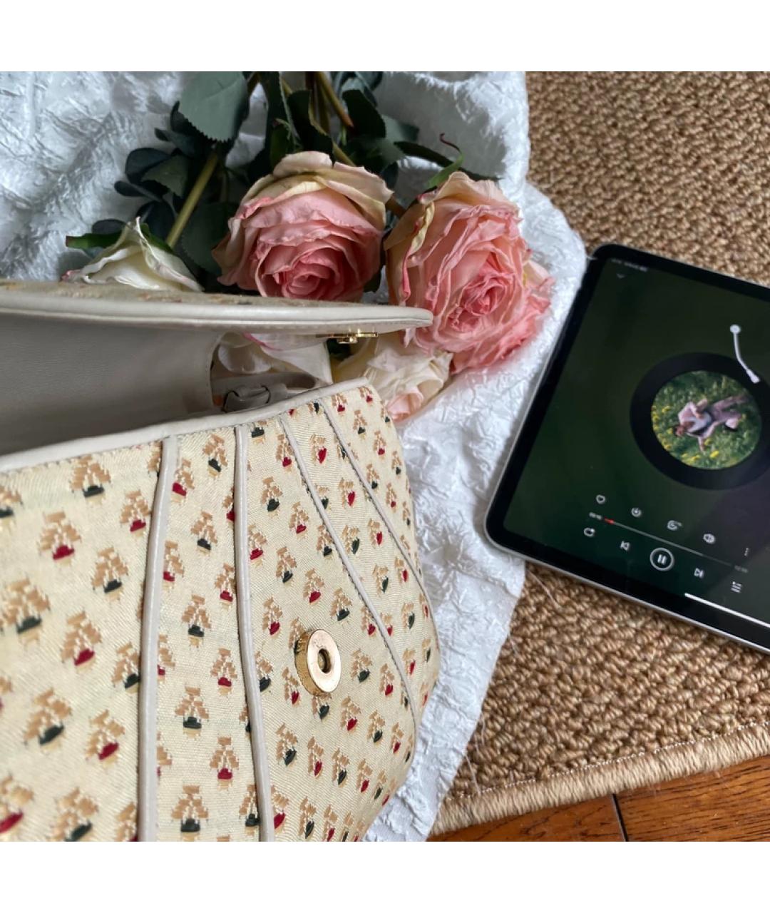 SAINT LAURENT Бежевая тканевая сумка через плечо, фото 2