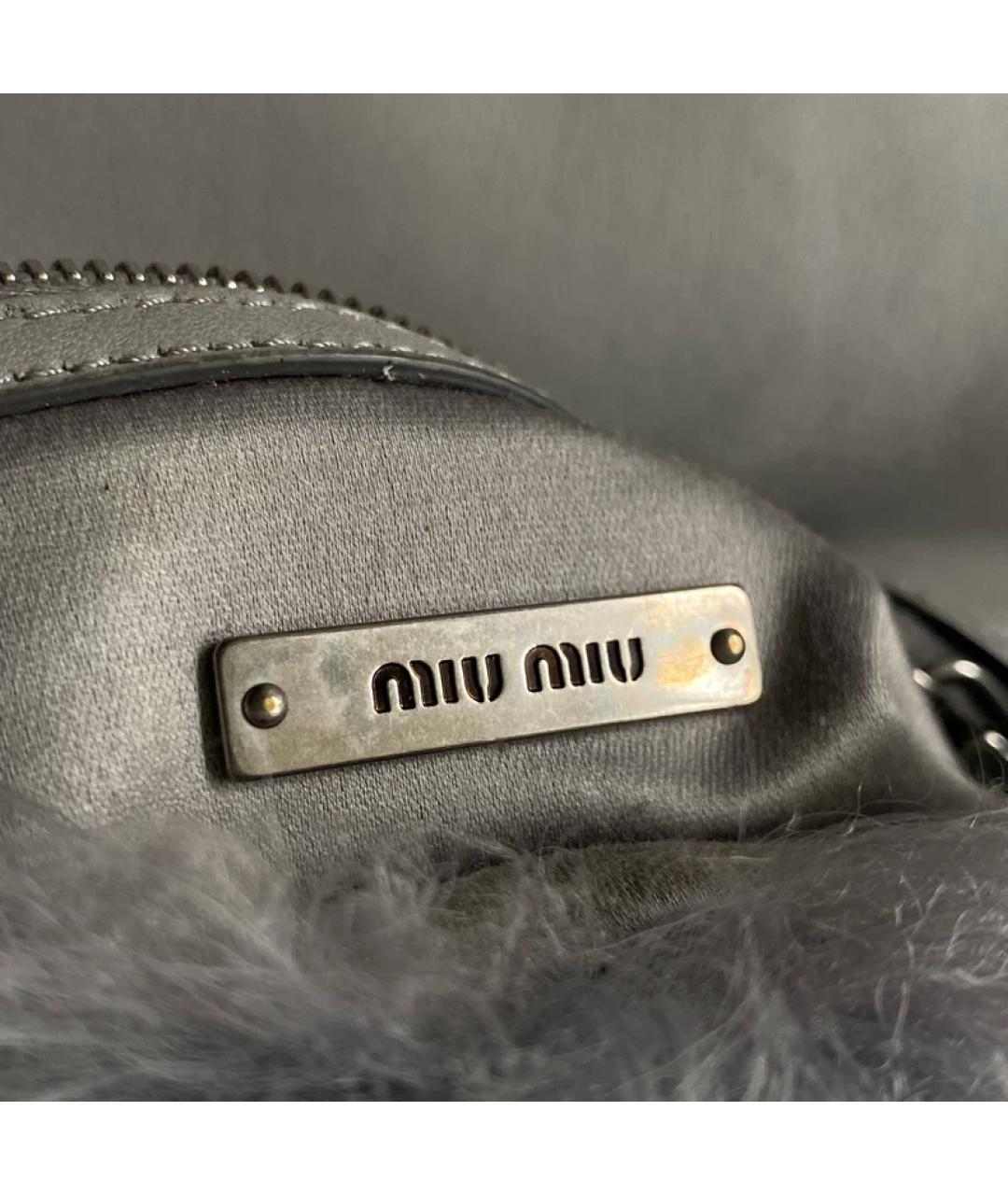 MIU MIU Серая меховая сумка через плечо, фото 6