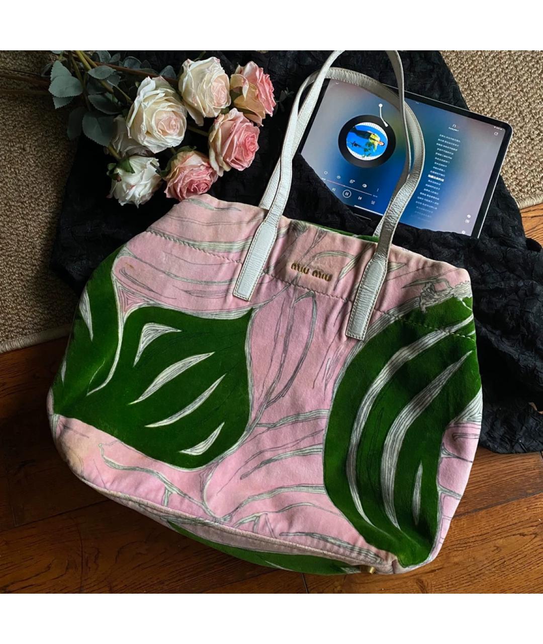 MIU MIU Розовая бархатная сумка с короткими ручками, фото 6