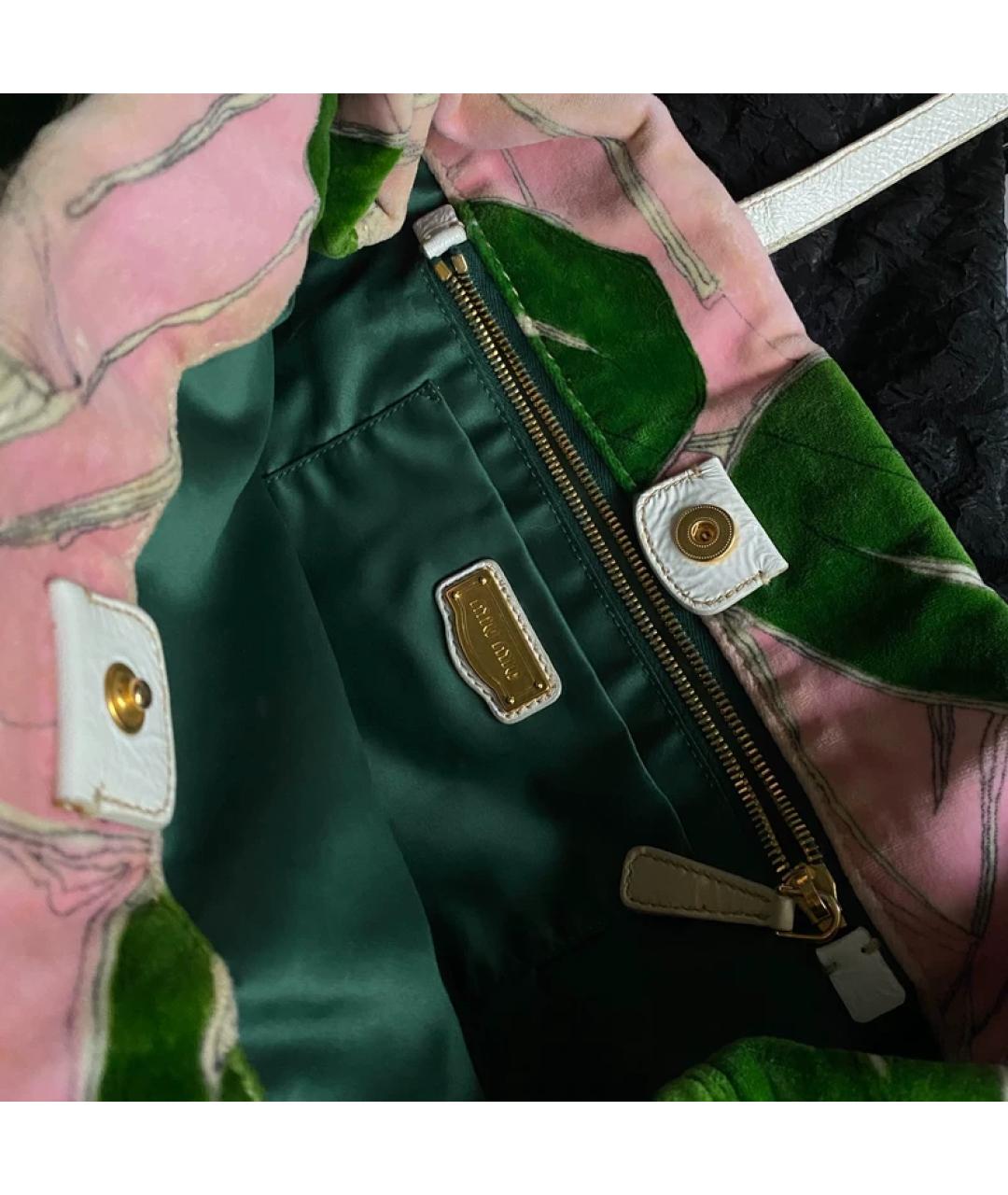 MIU MIU Розовая бархатная сумка с короткими ручками, фото 3