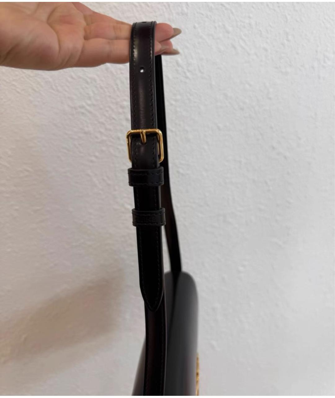 CELINE Черная кожаная сумка через плечо, фото 3