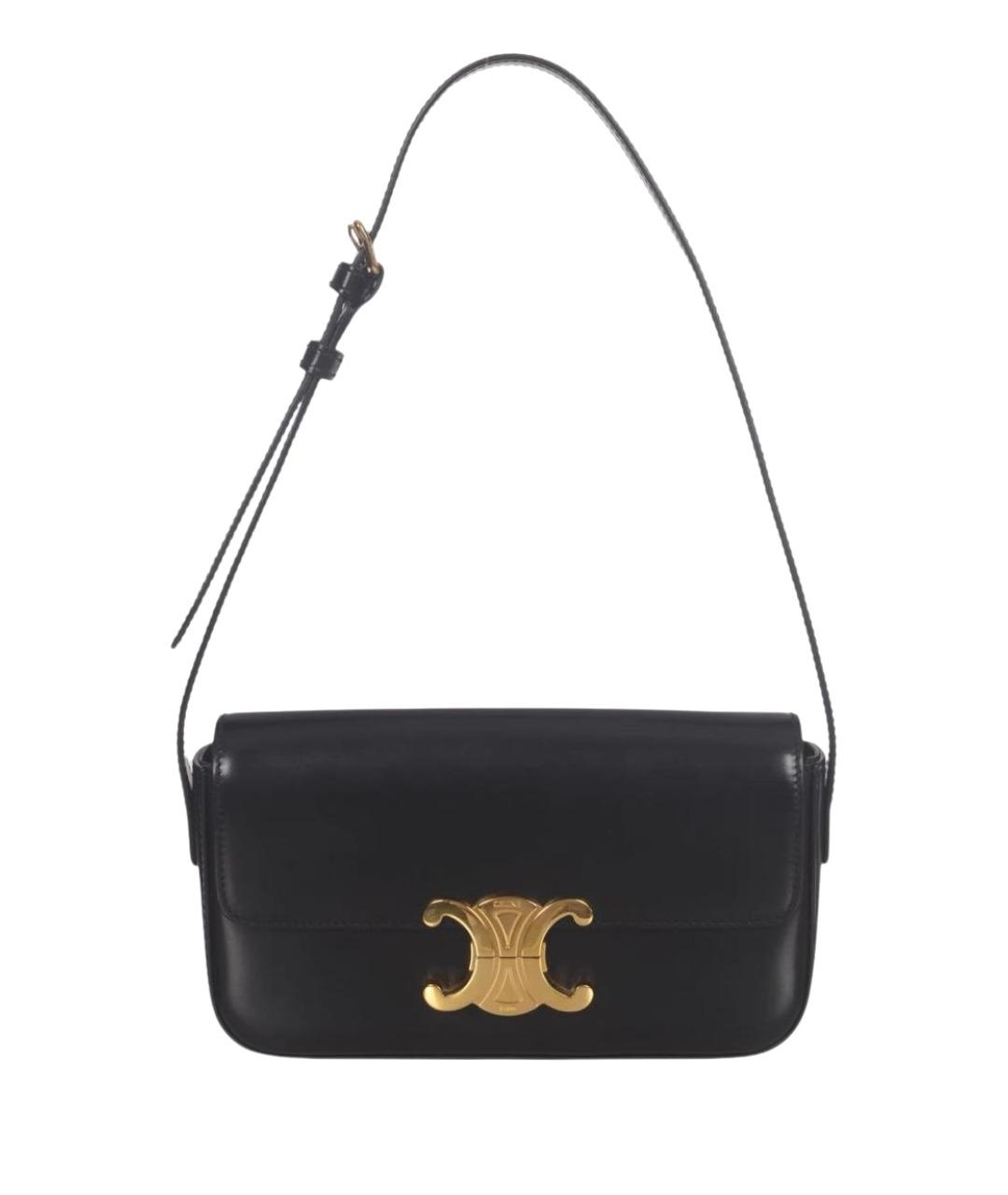 CELINE Черная кожаная сумка через плечо, фото 1