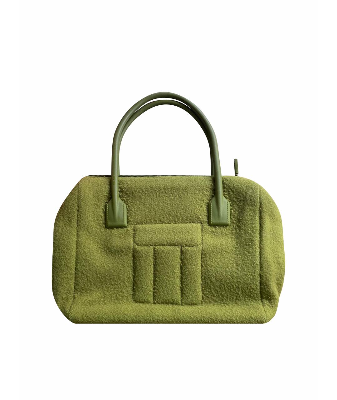 MIU MIU Зеленая шерстяная сумка с короткими ручками, фото 1