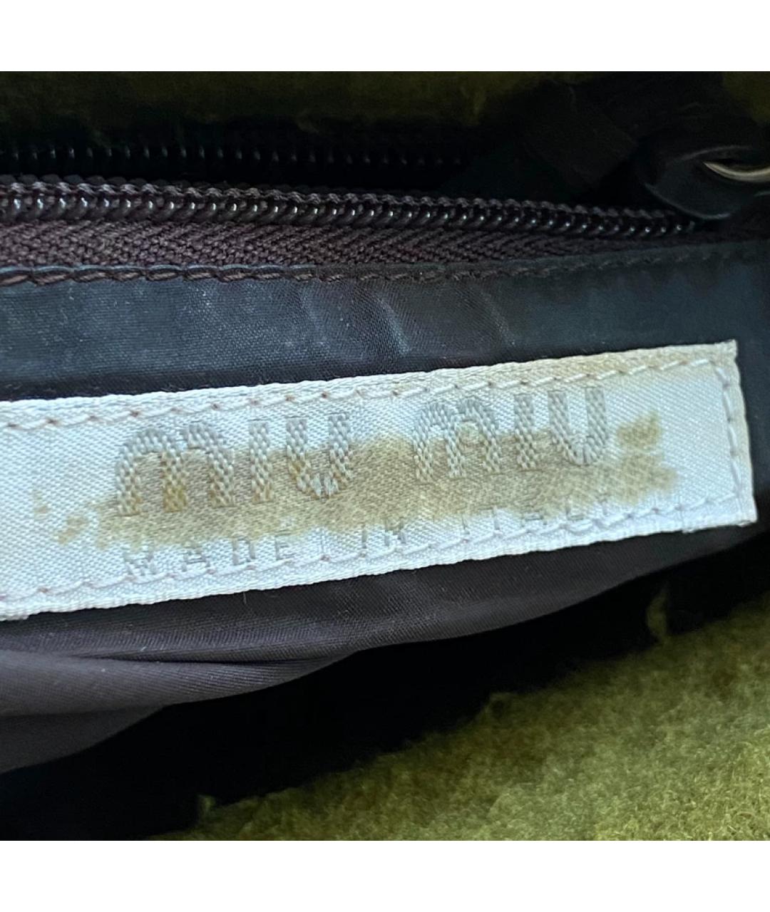 MIU MIU Зеленая шерстяная сумка с короткими ручками, фото 4