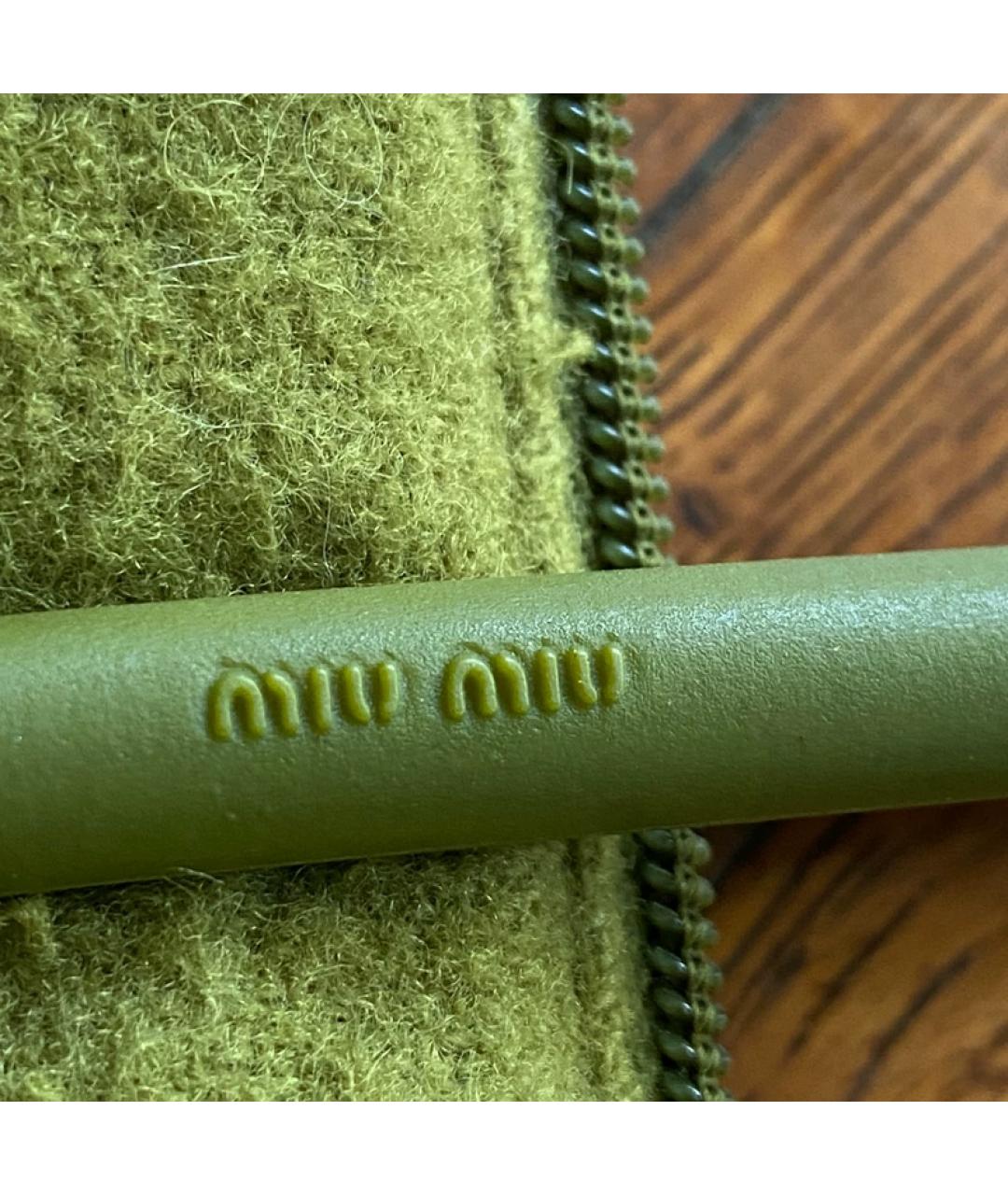 MIU MIU Зеленая шерстяная сумка с короткими ручками, фото 2