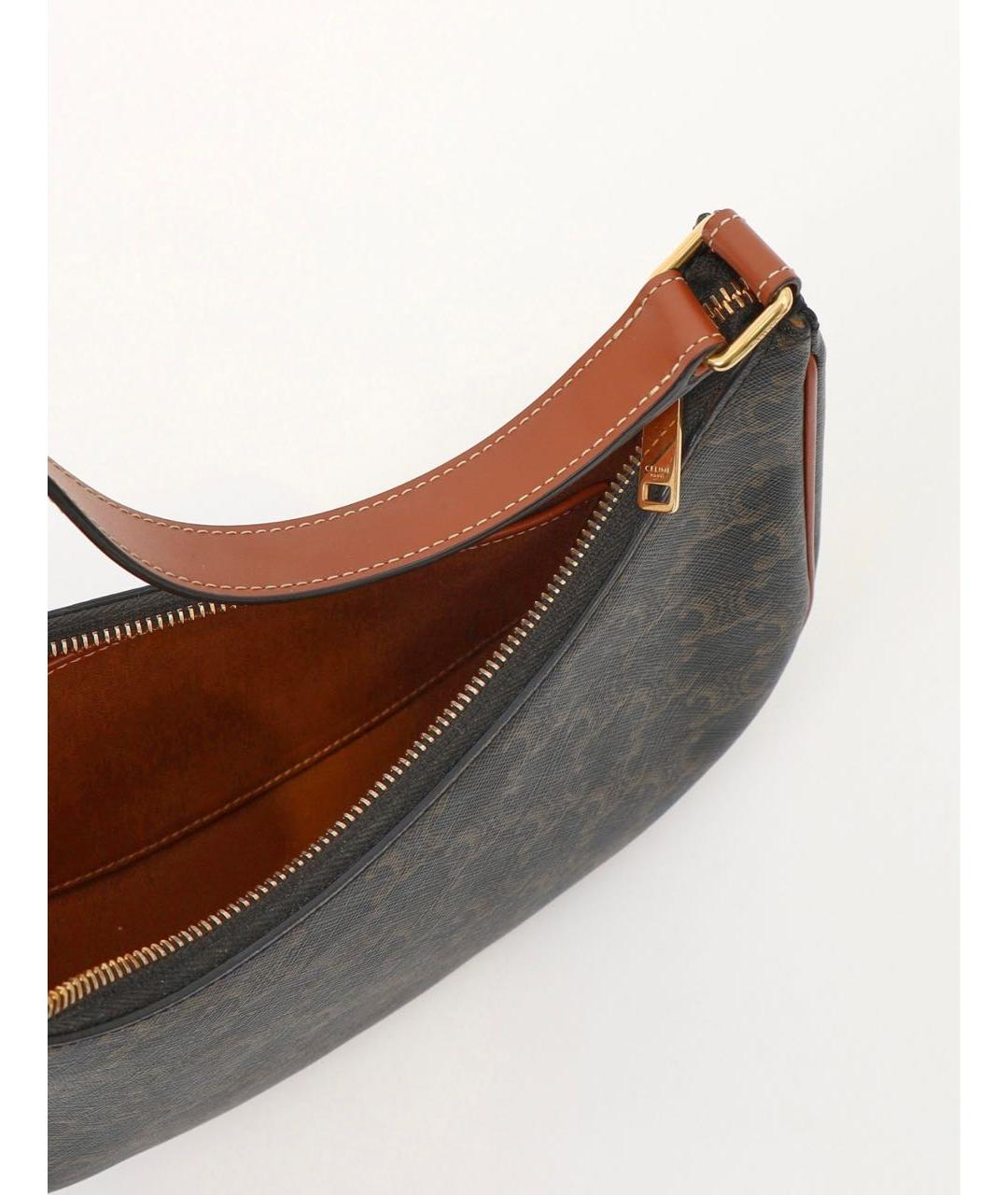 CELINE Коричневая кожаная сумка с короткими ручками, фото 4