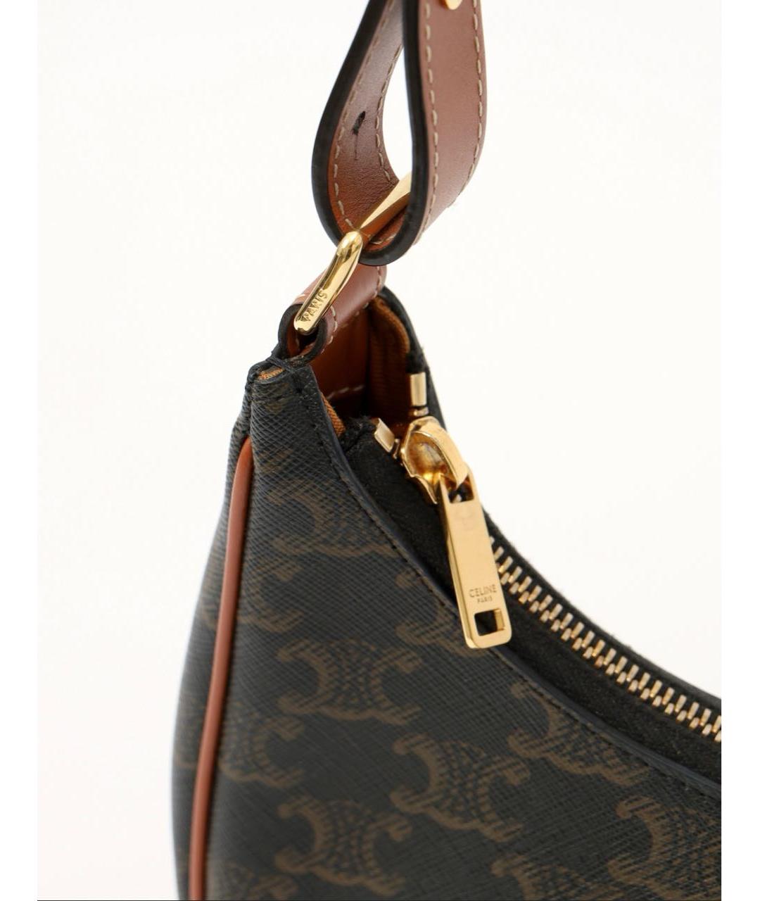 CELINE Коричневая кожаная сумка с короткими ручками, фото 3