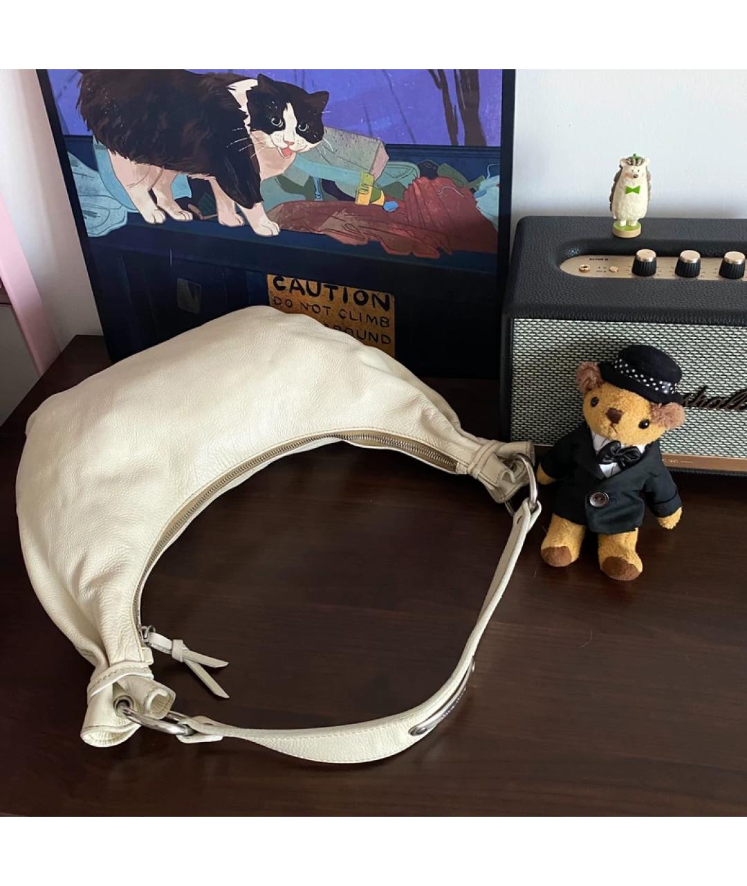 MIU MIU Бежевая кожаная сумка с короткими ручками, фото 7