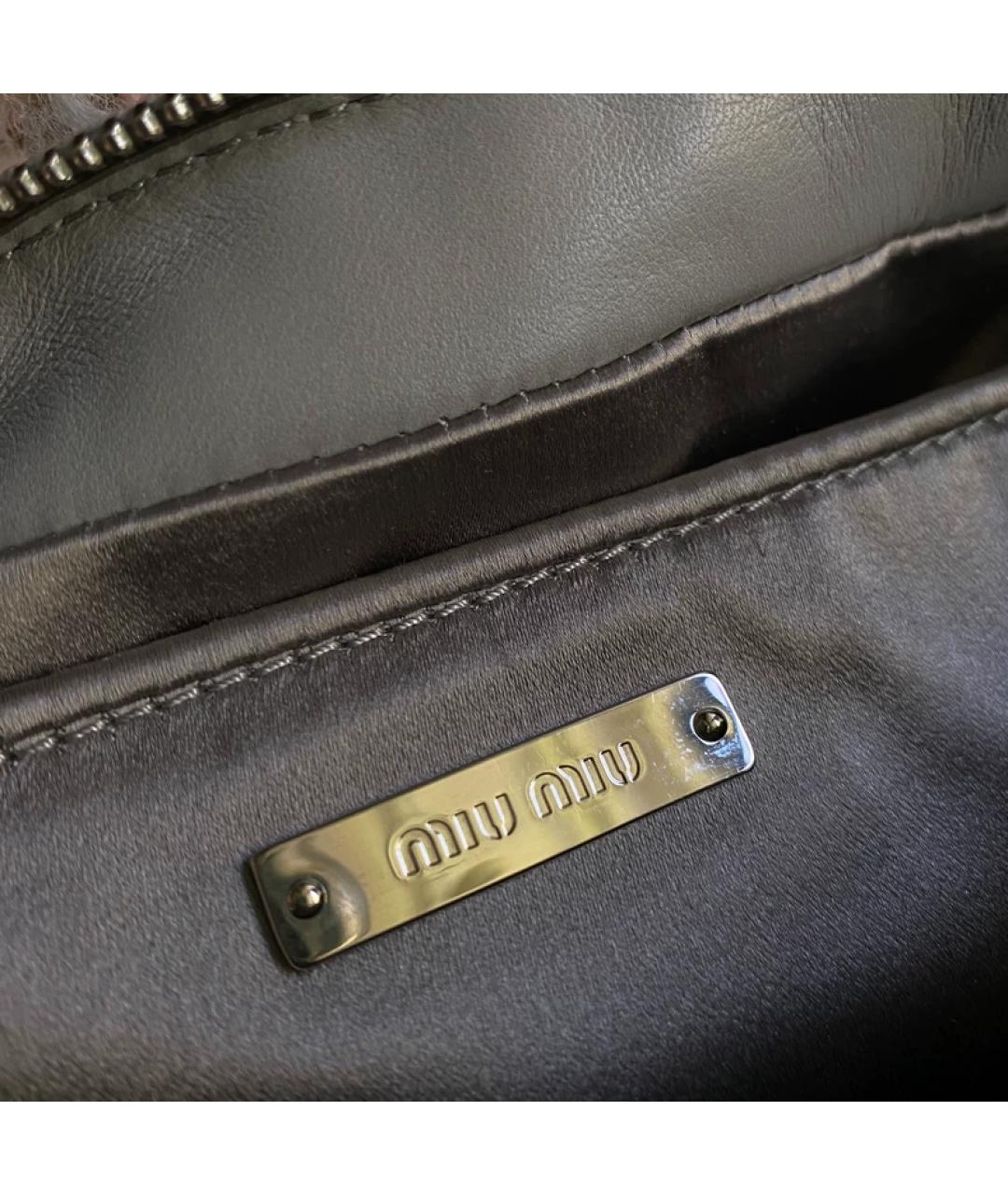 MIU MIU Серая меховая сумка через плечо, фото 5